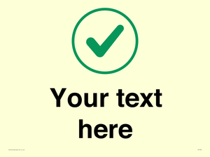 Custom plain background, green tick in circle