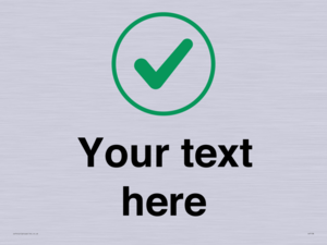 Custom plain background, green tick in circle