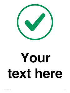 Custom plain background, green tick in circle