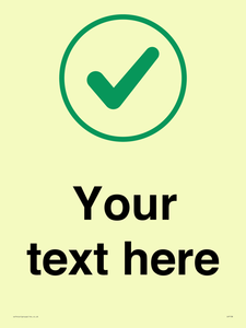 Custom plain background, green tick in circle