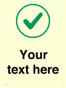 Custom plain background, green tick in circle