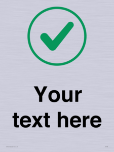 Custom plain background, green tick in circle