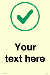 Custom plain background, green tick in circle