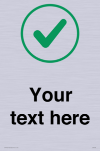 Custom plain background, green tick in circle