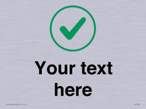 Custom plain background, green tick in circle