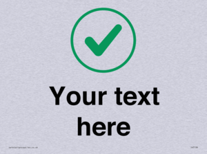 Custom plain background, green tick in circle