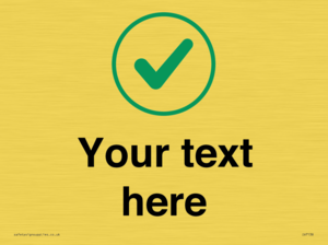 Custom plain background, green tick in circle