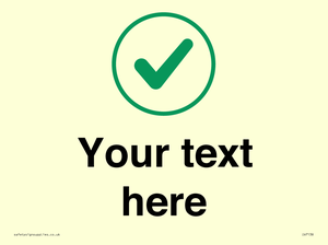 Custom plain background, green tick in circle