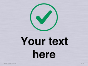 Custom plain background, green tick in circle