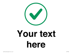 Custom plain background, green tick in circle