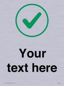 Custom plain background, green tick in circle