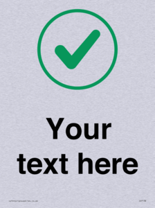 Custom plain background, green tick in circle