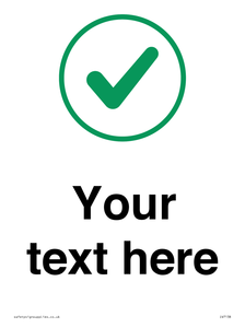 Custom plain background, green tick in circle