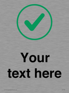 Custom plain background, green tick in circle