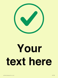 Custom plain background, green tick in circle