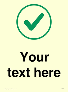 Custom plain background, green tick in circle