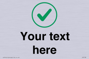 Custom plain background, green tick in circle