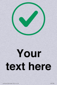 Custom plain background, green tick in circle