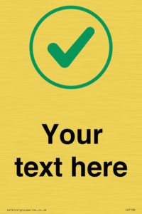 Custom plain background, green tick in circle