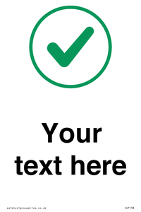 Custom plain background, green tick in circle