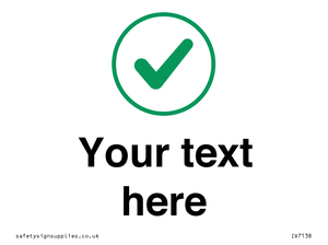 Custom plain background, green tick in circle