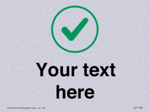 Custom plain background, green tick in circle