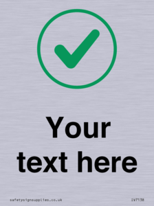 Custom plain background, green tick in circle