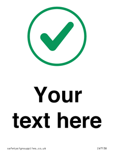 Custom plain background, green tick in circle