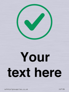 Custom plain background, green tick in circle