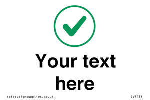 Custom plain background, green tick in circle