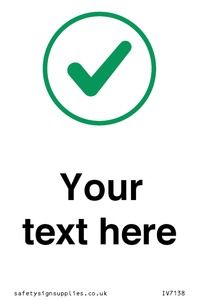 Custom plain background, green tick in circle