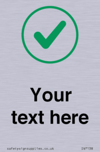 Custom plain background, green tick in circle