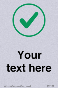 Custom plain background, green tick in circle