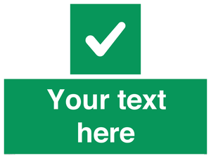 Custom green background, green square with tick