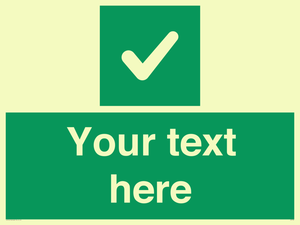 Custom green background, green square with tick