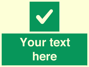 Custom green background, green square with tick