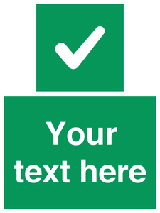 Custom green background, green square with tick