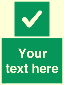 Custom green background, green square with tick