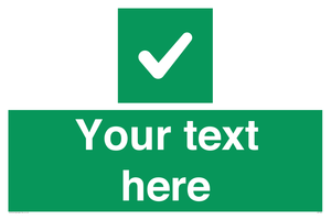 Custom green background, green square with tick