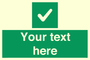 Custom green background, green square with tick