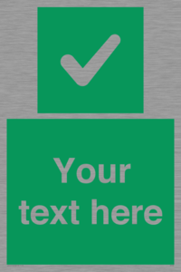 Custom green background, green square with tick