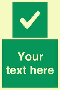 Custom green background, green square with tick