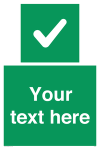 Custom green background, green square with tick