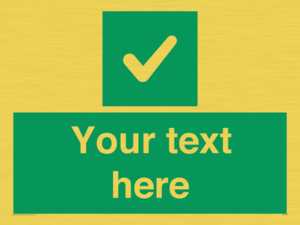 Custom green background, green square with tick