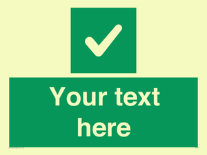 Custom green background, green square with tick