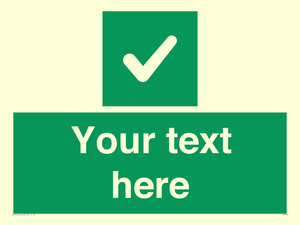 Custom green background, green square with tick