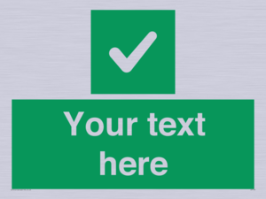 Custom green background, green square with tick