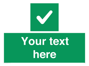 Custom green background, green square with tick