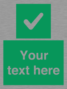 Custom green background, green square with tick