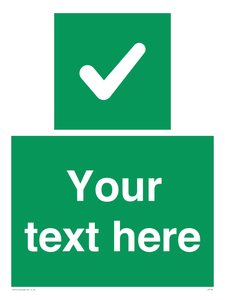 Custom green background, green square with tick